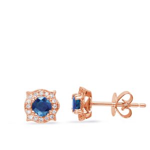 Rose Gold Diamond & Sapphire Earring