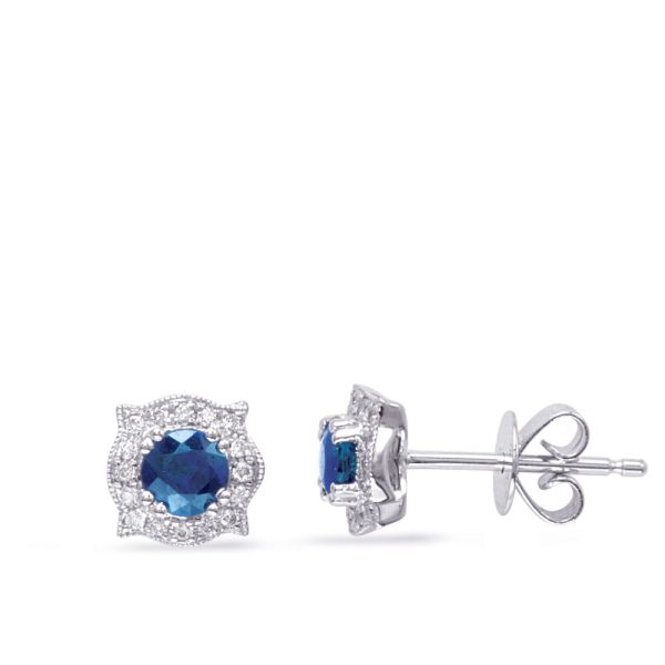 White Gold Diamond & Sapphire Earring