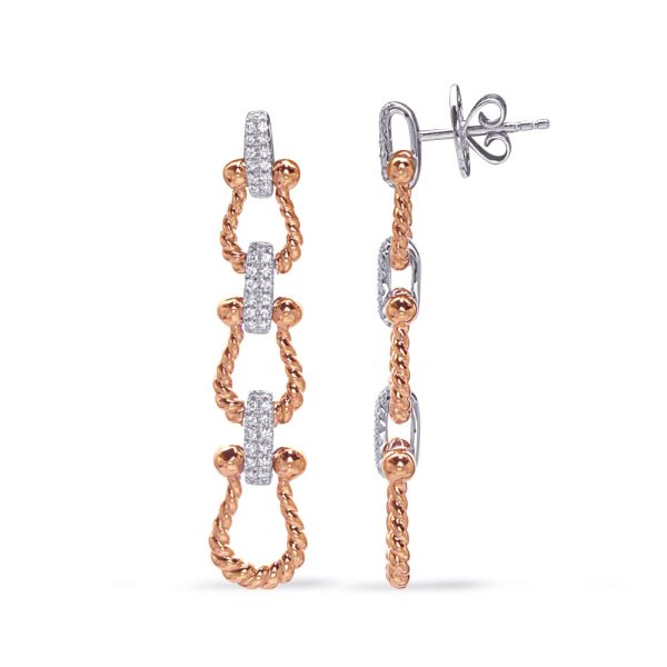 Rose  & White Gold Diamond Earring