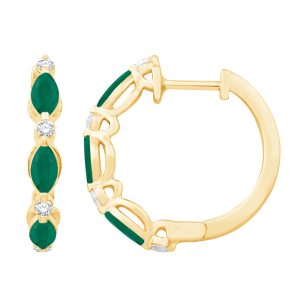 Yellow Gold Diamond & Emerald Earring