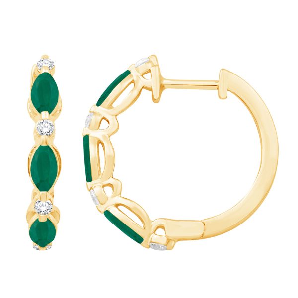 Yellow Gold Diamond & Emerald Earring