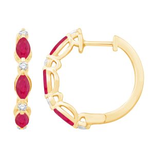 Yellow Gold Diamond & Ruby Earring