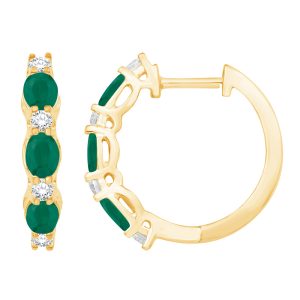 Yellow Gold Diamond & Emerald Earring