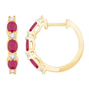 Yellow Gold Diamond & Ruby Earring