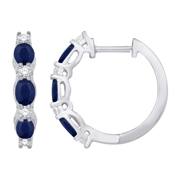 White Gold Diamond & Sapphire Earring