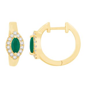 Yellow Gold Diamond & Emerald Earring