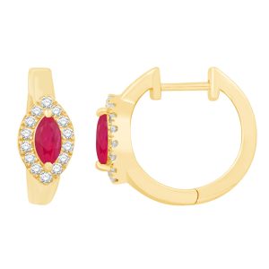 Yellow Gold Diamond & Ruby Earring