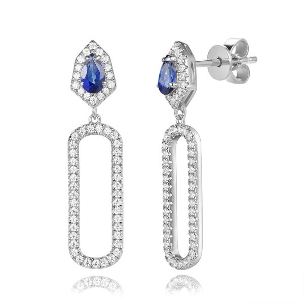 White Gold Diamond & Saphire Earring