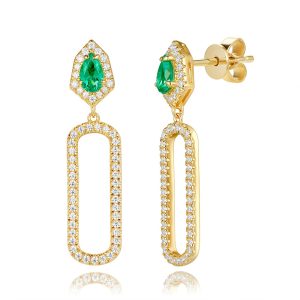 Yellow Gold Diamond & Tsavorite Earring