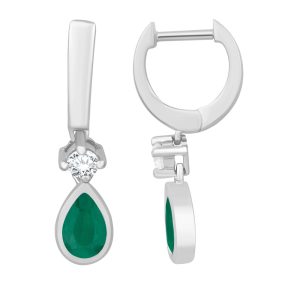 White Gold Diamond & Emerald Earring