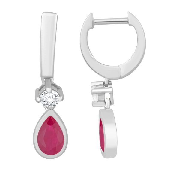 White Gold Diamond & Ruby Earring