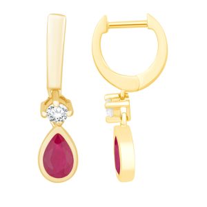 Yellow Gold Diamond & Ruby Earring