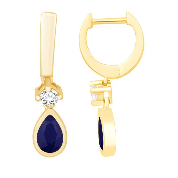 Yellow Gold Diamond & Saphire Earring