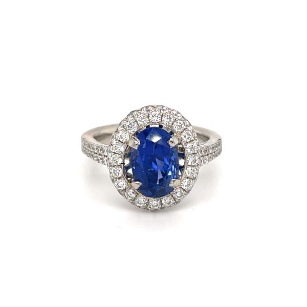 Sapphire & Diamond Platinum Ring