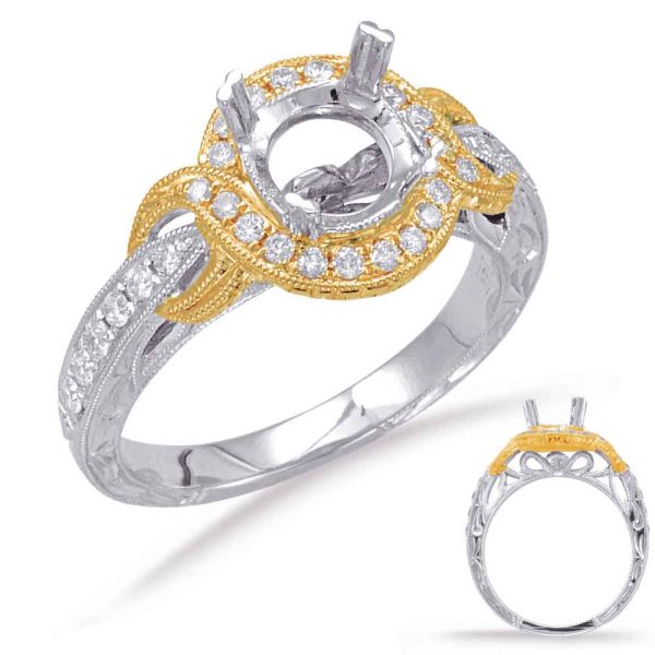 Yellow & White Gold Halo Engagement