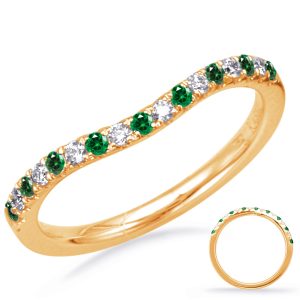 Yellow Gold Emerald & Diamond Band