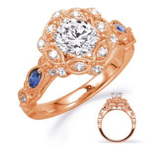 Rose Gold Sapp & Dia Engagement Ring