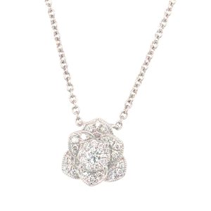 White Gold Diamond Flower Necklace