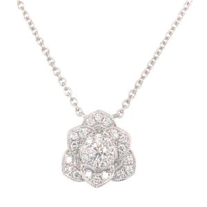 White Gold Diamond Flower Necklace