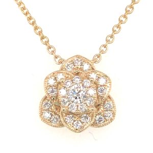 Yellow Gold Diamond Flower Necklace