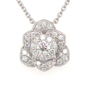 White Gold Diamond Flower Necklace