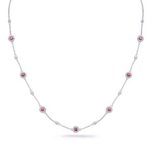 White Gold Ruby & Diamond Necklace