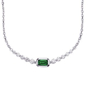 White Gold Emerald & Diamond Necklace