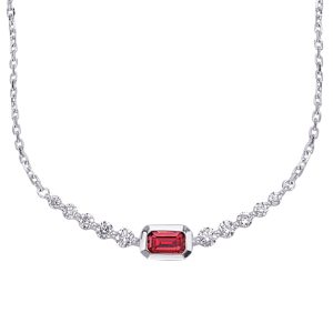 White Gold Ruby & Diamond Necklace