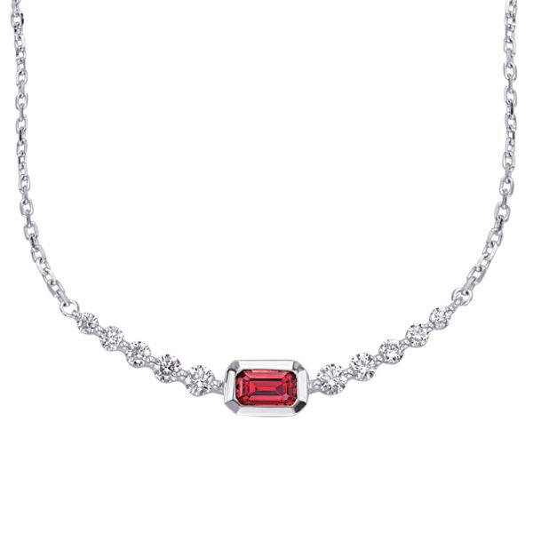 White Gold Ruby & Diamond Necklace