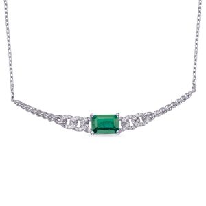 White Gold Diamond & Emerald Necklace