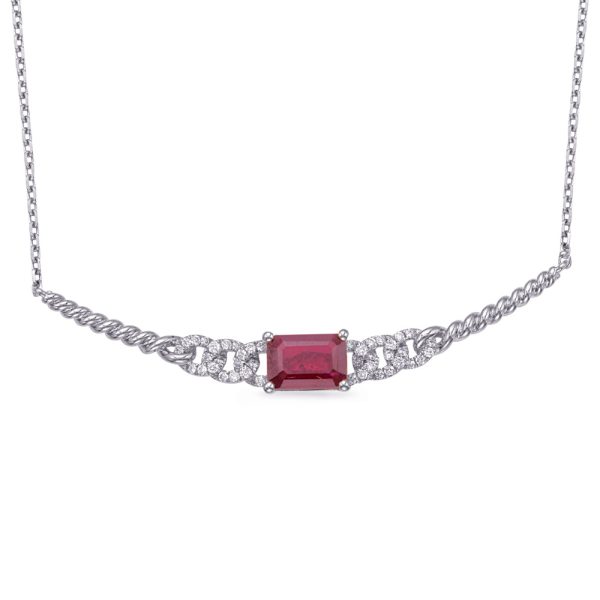 White Gold Ruby & Diamond Necklace