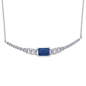 White Gold Diamond & Sapphire Necklace