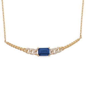 Yellow Gold Diamond & Sapphire Necklace