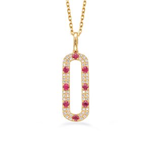 Yellow Gold Diamond & Ruby Necklace