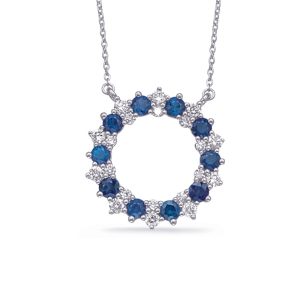 Yellow Gold Diamond & Sapphire Necklace