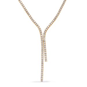 Yellow Gold Four Prong Tennis Lariat