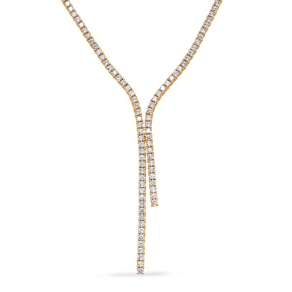 Yellow Gold Four Prong Tennis Lariat