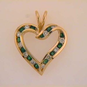 Emerald.& Diamond Heart Pendant