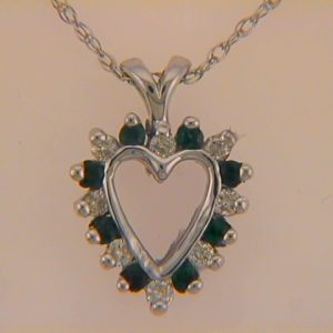 Emerald. & Diamond Heart Pendant