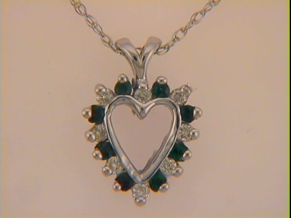 Emerald. & Diamond Heart Pendant