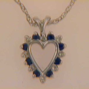 Sapphire & Diamond Heart Pendant