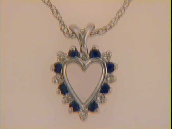 Sapphire & Diamond Heart Pendant