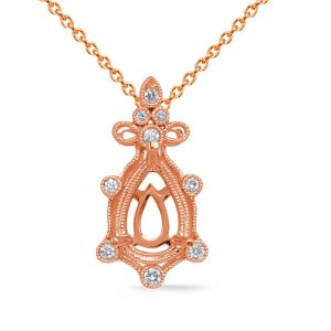 Rose Gold Diamond Pendant 10x7 Pear