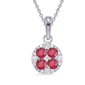 White Gold Ruby & Diamond Pendant