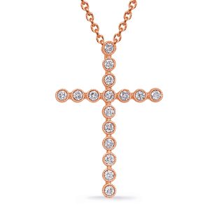 Rose Gold Diamond Cross Pendant