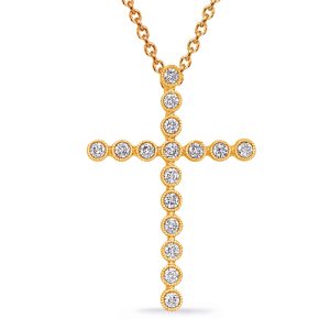 Yellow Gold Diamond Cross Pendant