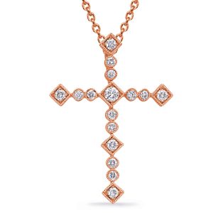 Rose Gold Diamond Cross Pendant