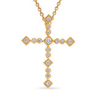 Yellow Gold Diamond Cross Pendant