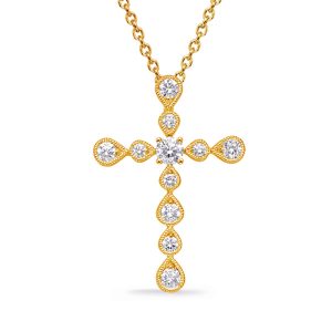 Yellow Gold Diamond Cross Pendant