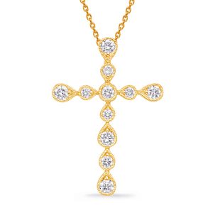 Yellow Gold Diamond Cross